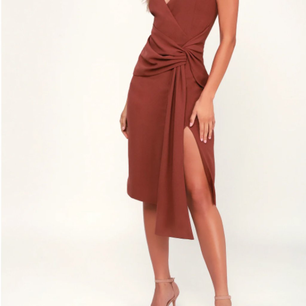 Lulus Knot Front Midi Dress